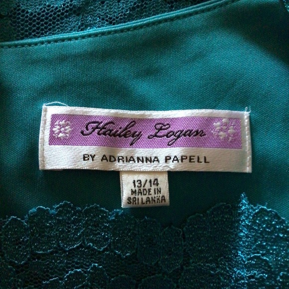 🔥SALE🔥 HAILEY LOGAN BY ADRIANNA PAPELL TEAL LACE DRESS 13/14 - Picture 3 of 3